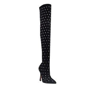 Privileged /Lemon Drop " CRYSTALS GALORE "  Black -Thigh High (BRAND NEW !!!)